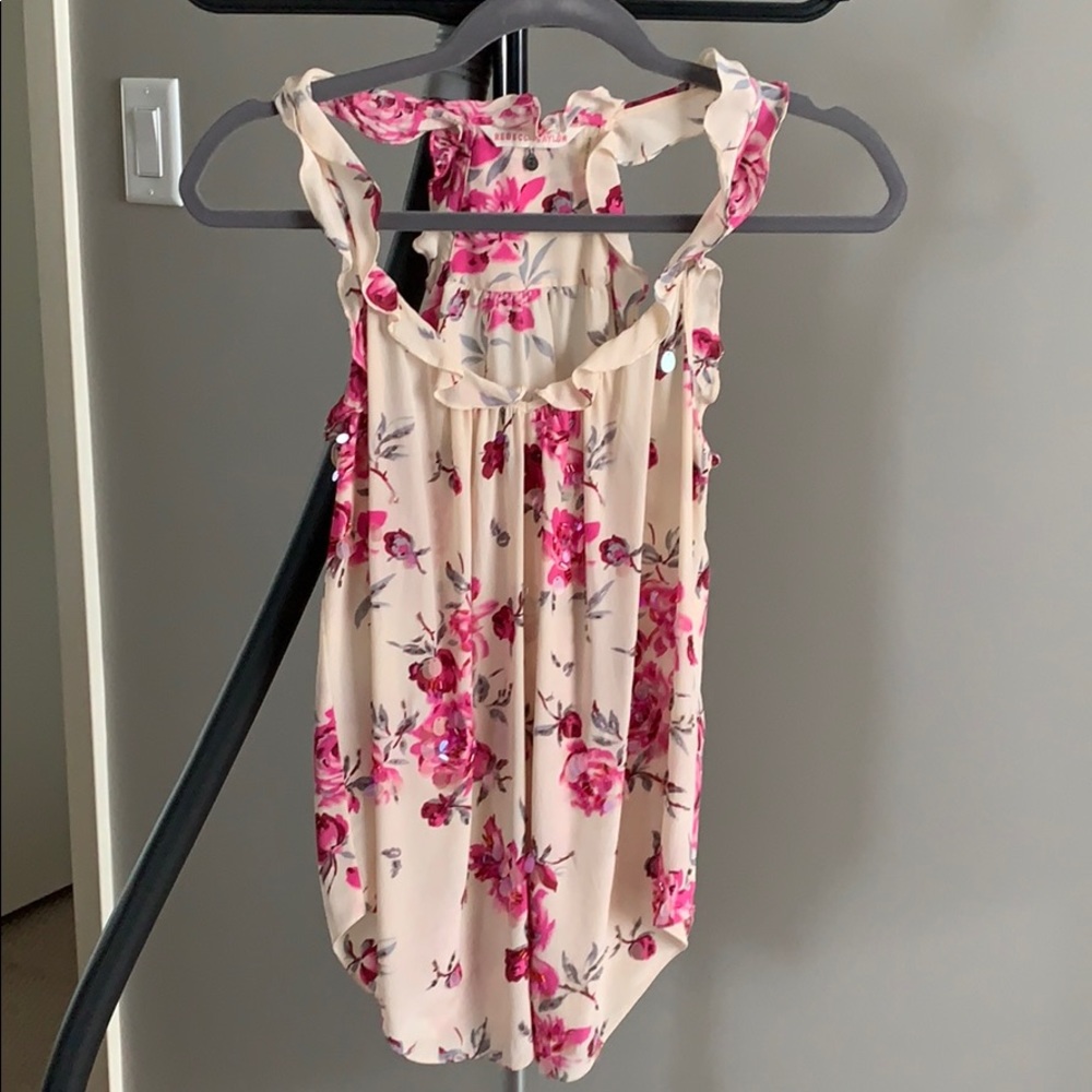 Rebecca Taylor pink flower top with embellishment